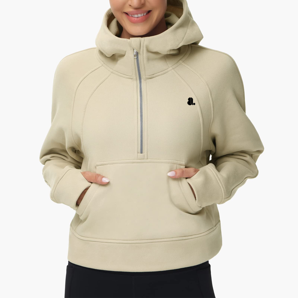 Single Color Zipper Hoodie Women
