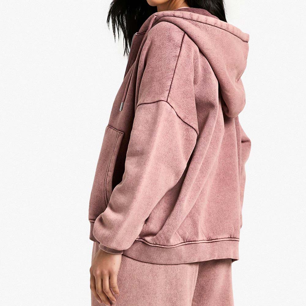 Acid Wash Zipper Track Suite Women - Image 4