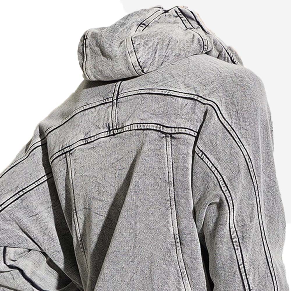 Acid Wash Zipper Hoodie Men - Image 6