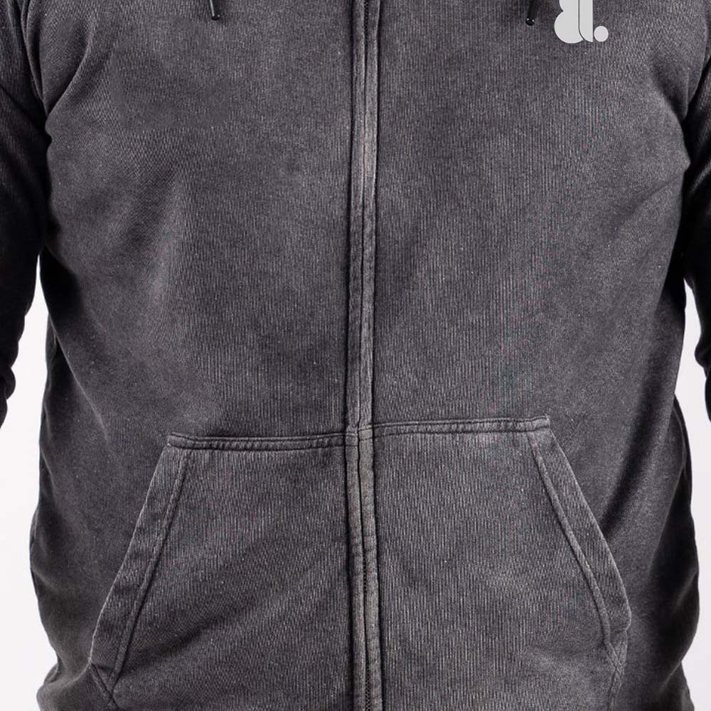 Acid Wash Zipper Hoodie Men - Image 6