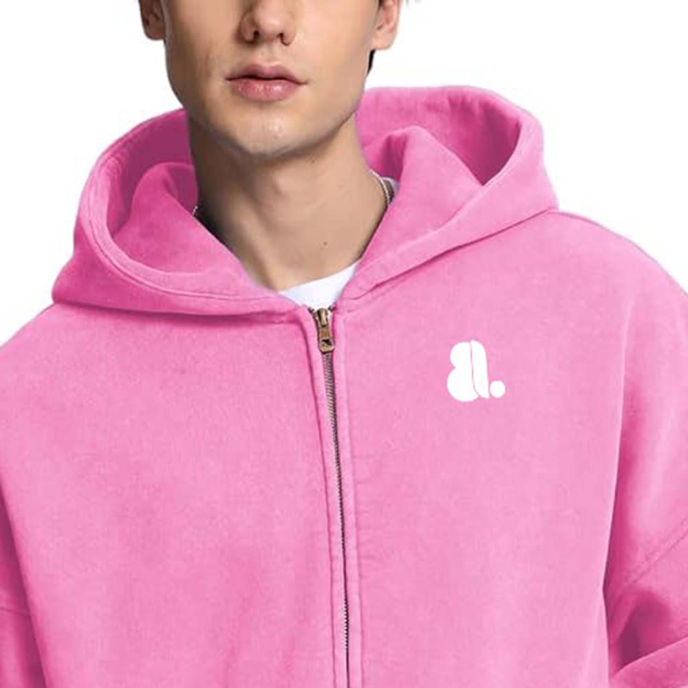 Acid Wash Zipper Hoodie Men - Image 4