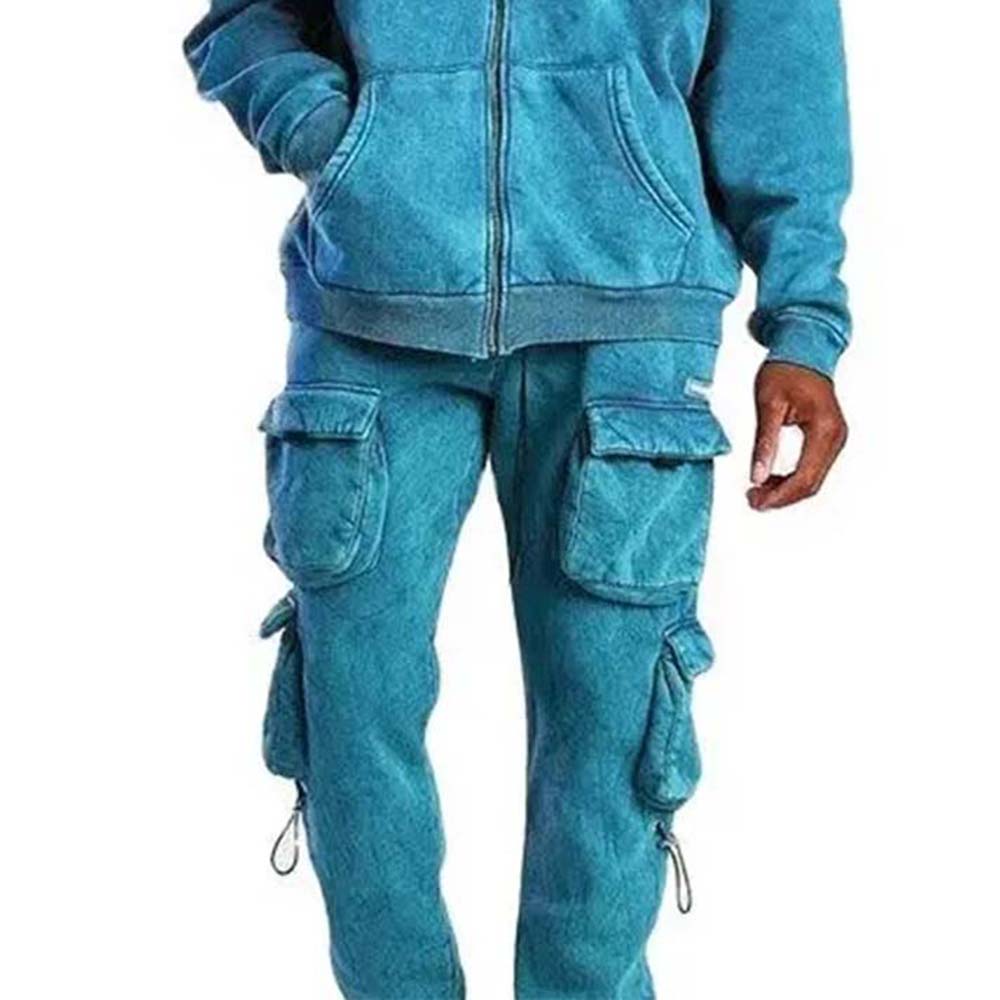 Acid Wash Zipper Track Suit Men
