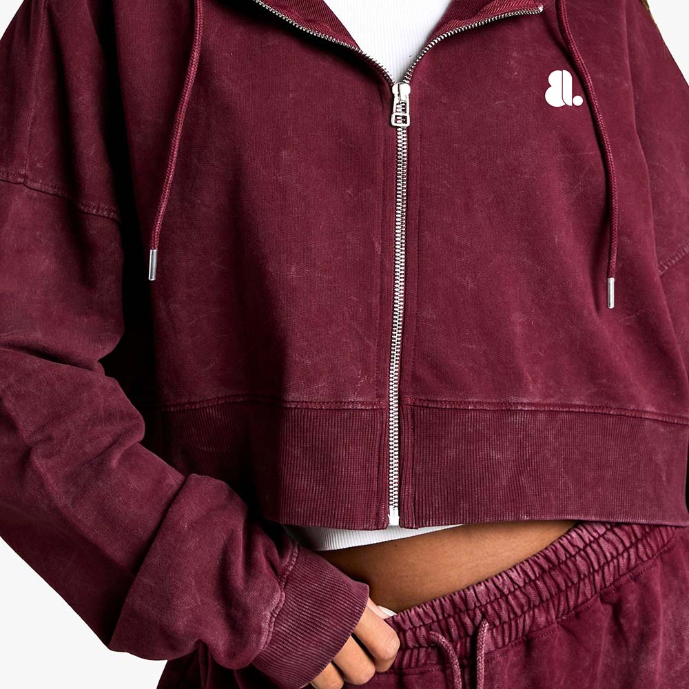 Acid Wash Zipper Track Suite Women - Image 6