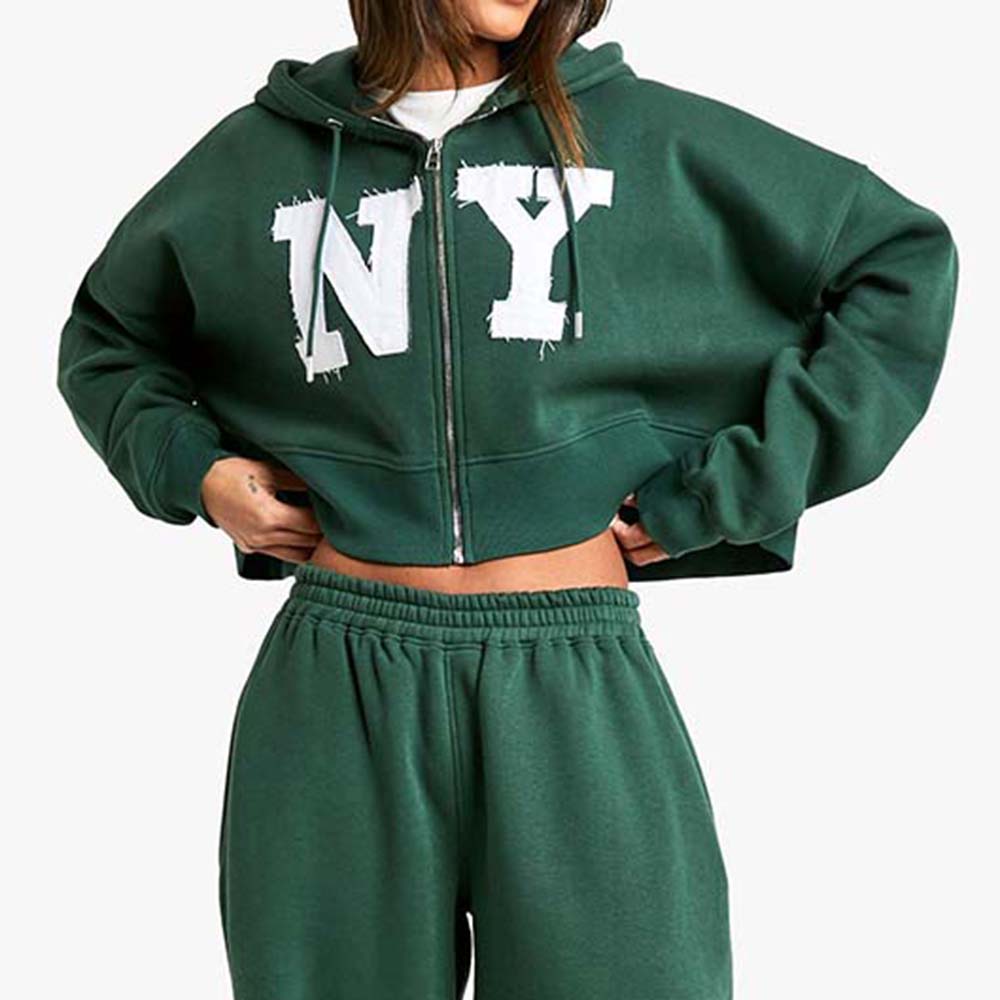 Acid Wash Zipper Track Suite Women - Image 6