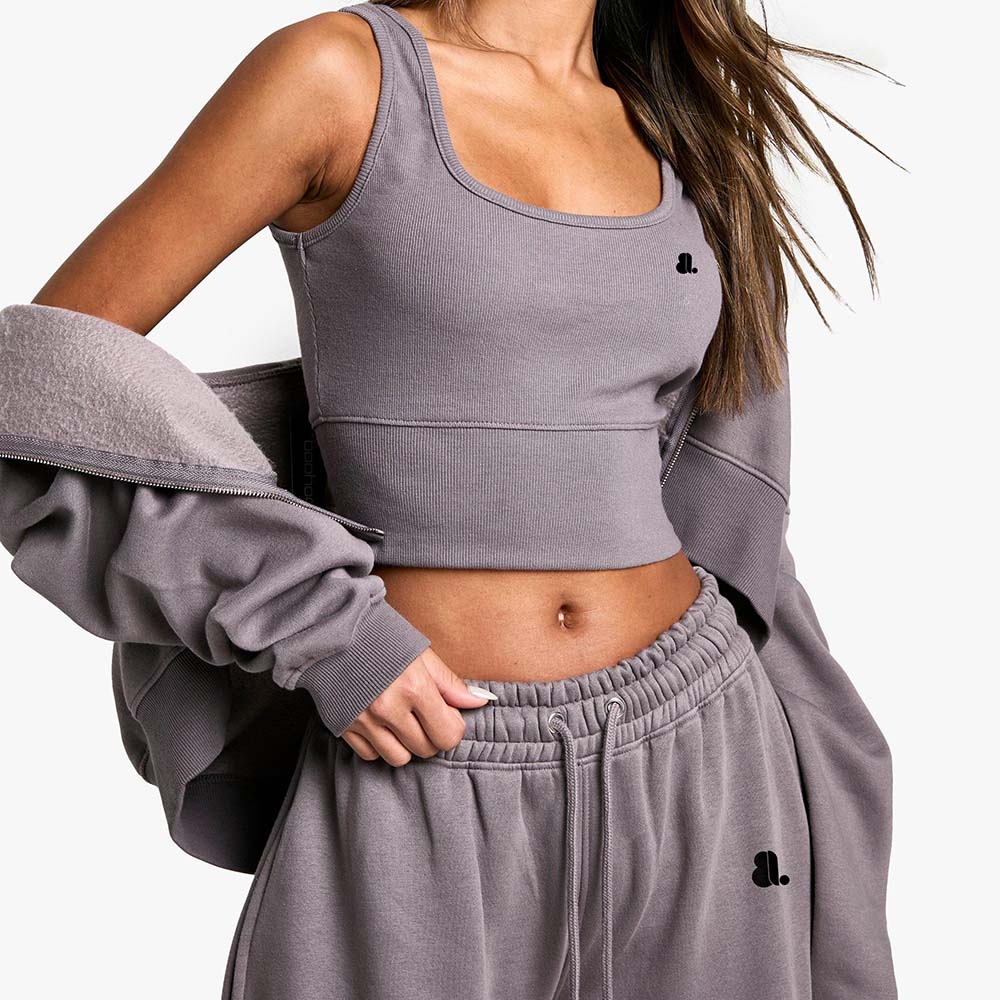 Acid Wash Zipper Track Suite Women - Image 3