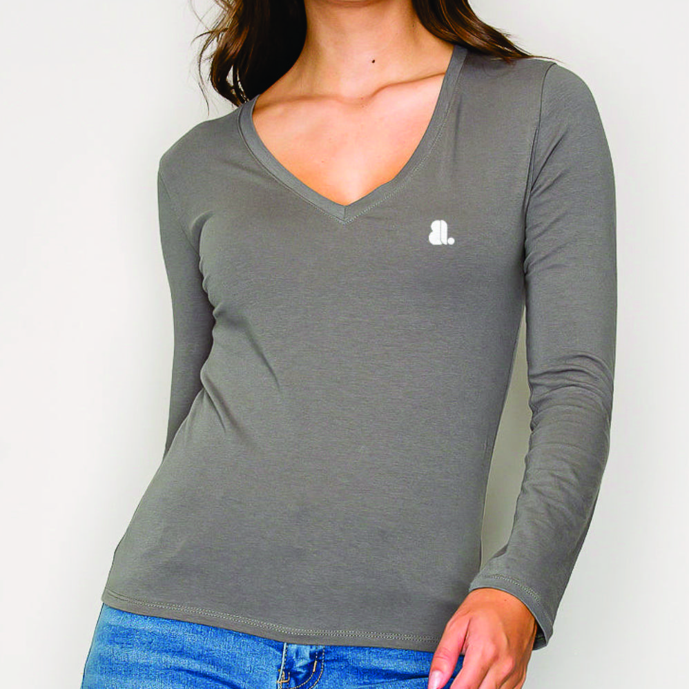 Women Long Sleeve V-Neck T-Shirts - Image 3