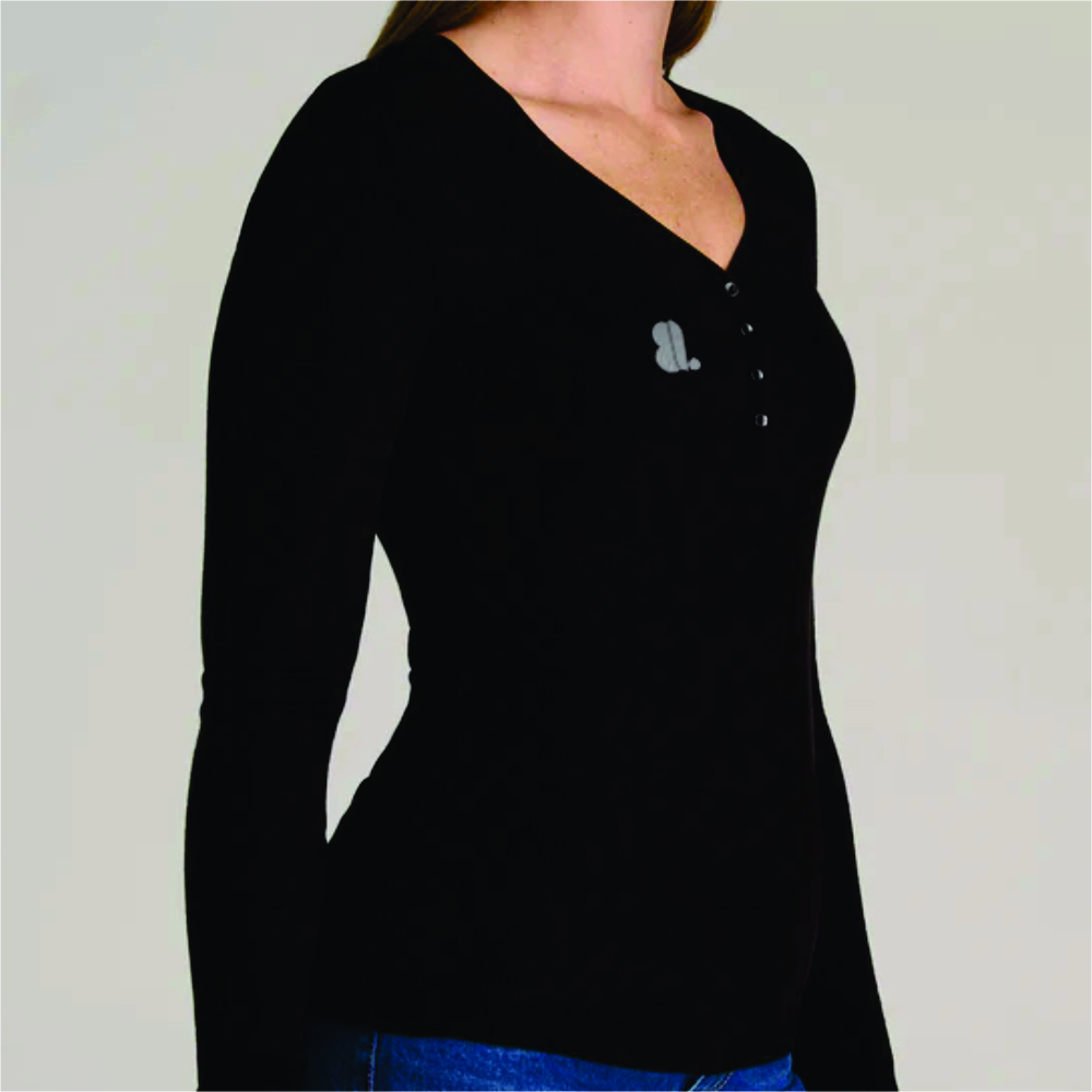 Women Long Sleeve Henley T-Shirt - Image 3