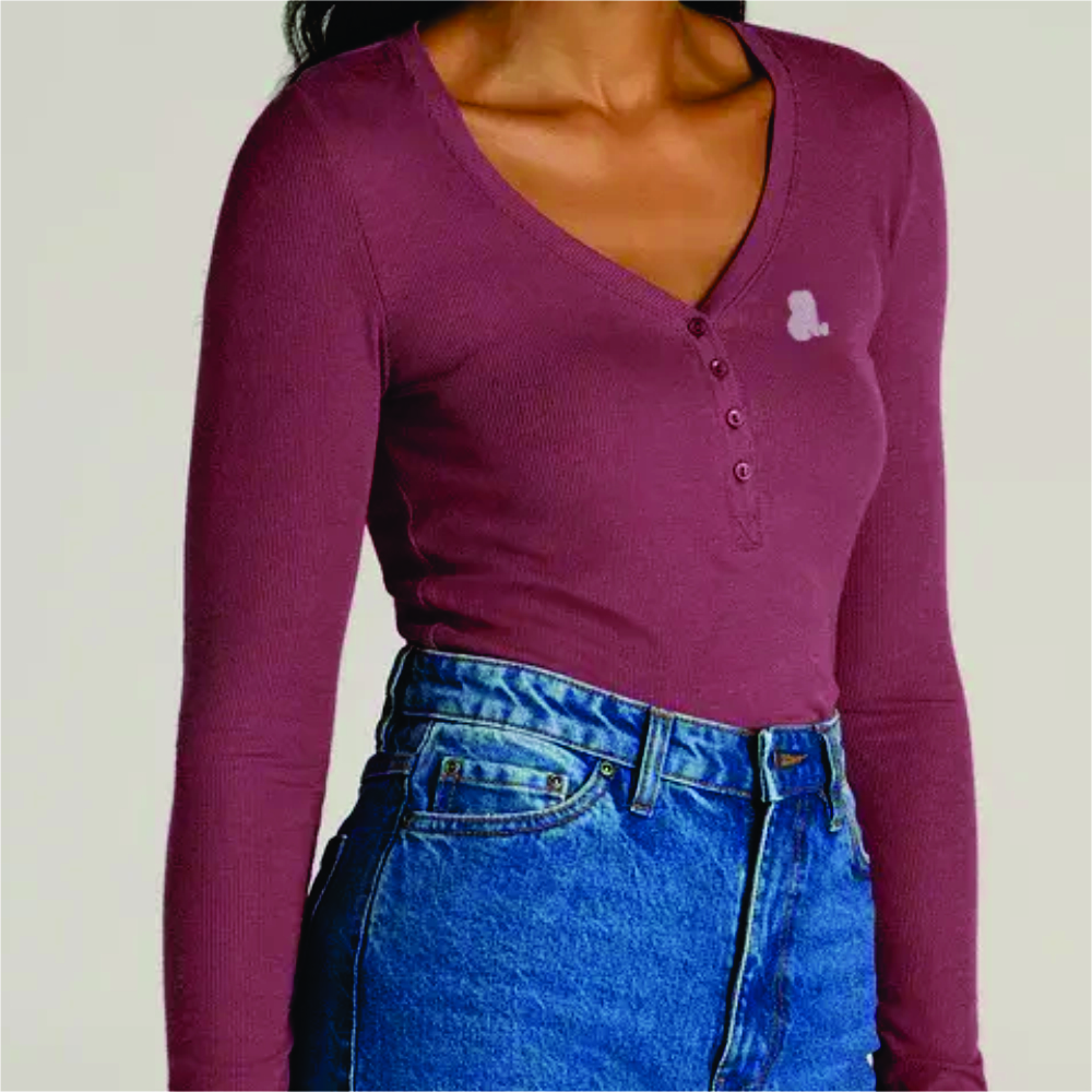 Women Long Sleeve Henley T-Shirt