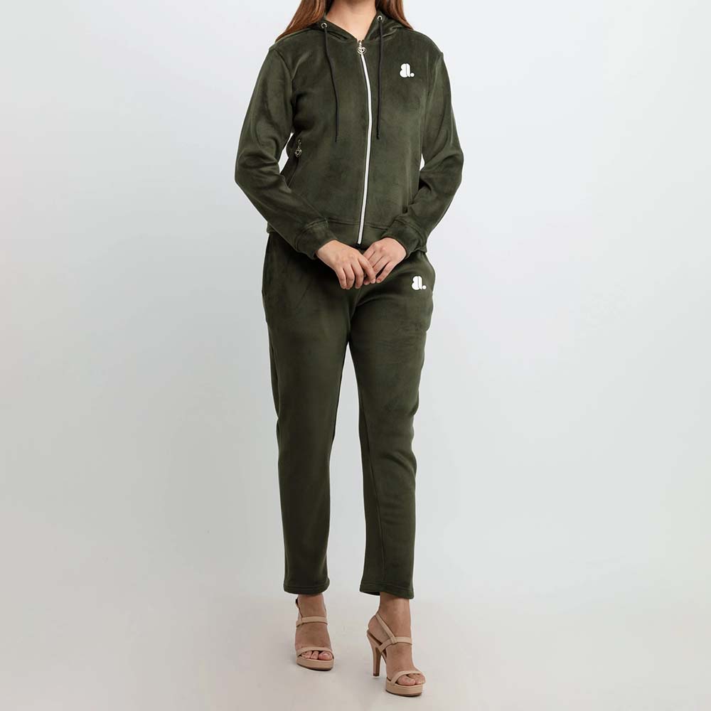Single Color Zipper Track Suit Women