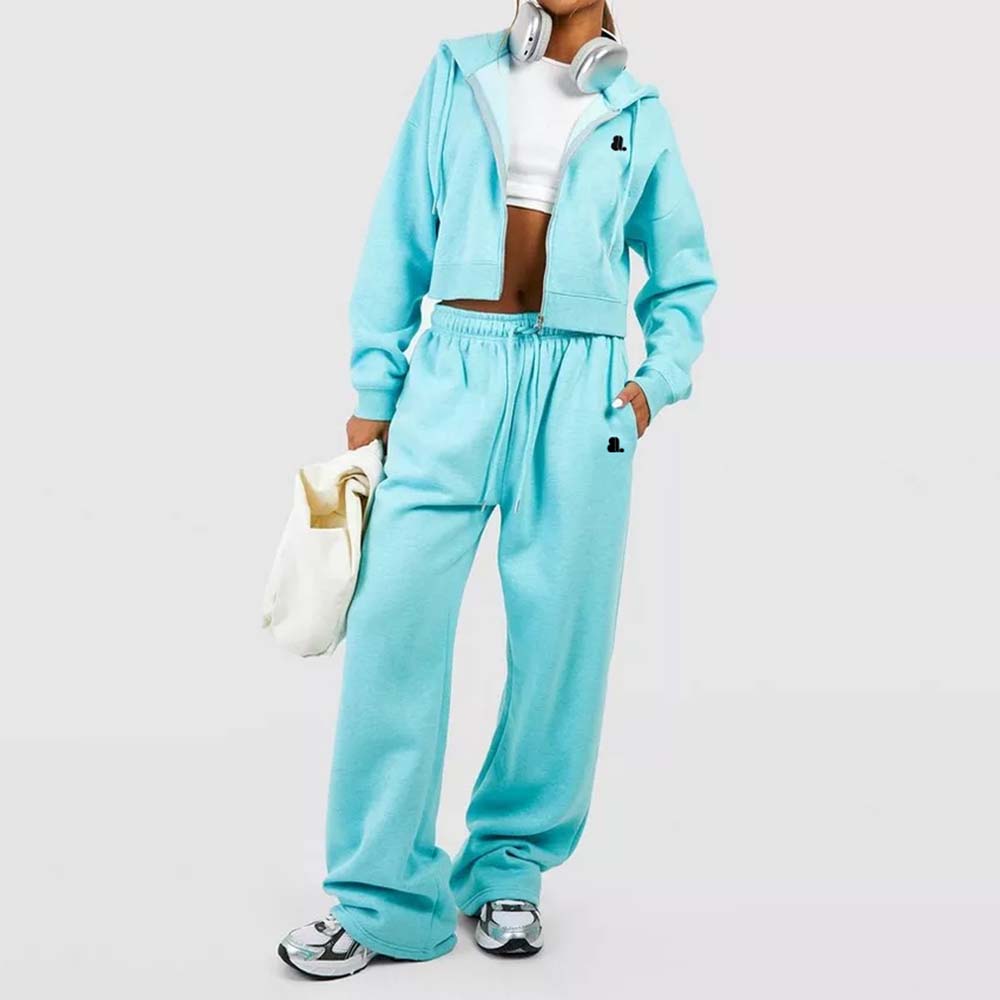 Acid Wash Zipper Track Suite Women