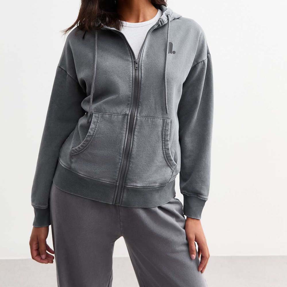 Acid Wash Zipper Track Suite Women