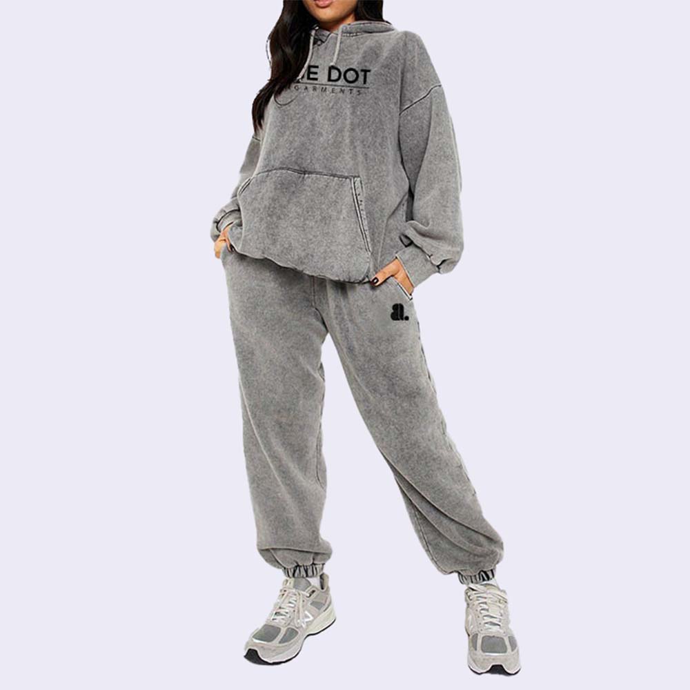 Acid Wash Pull Over Track Suit Women