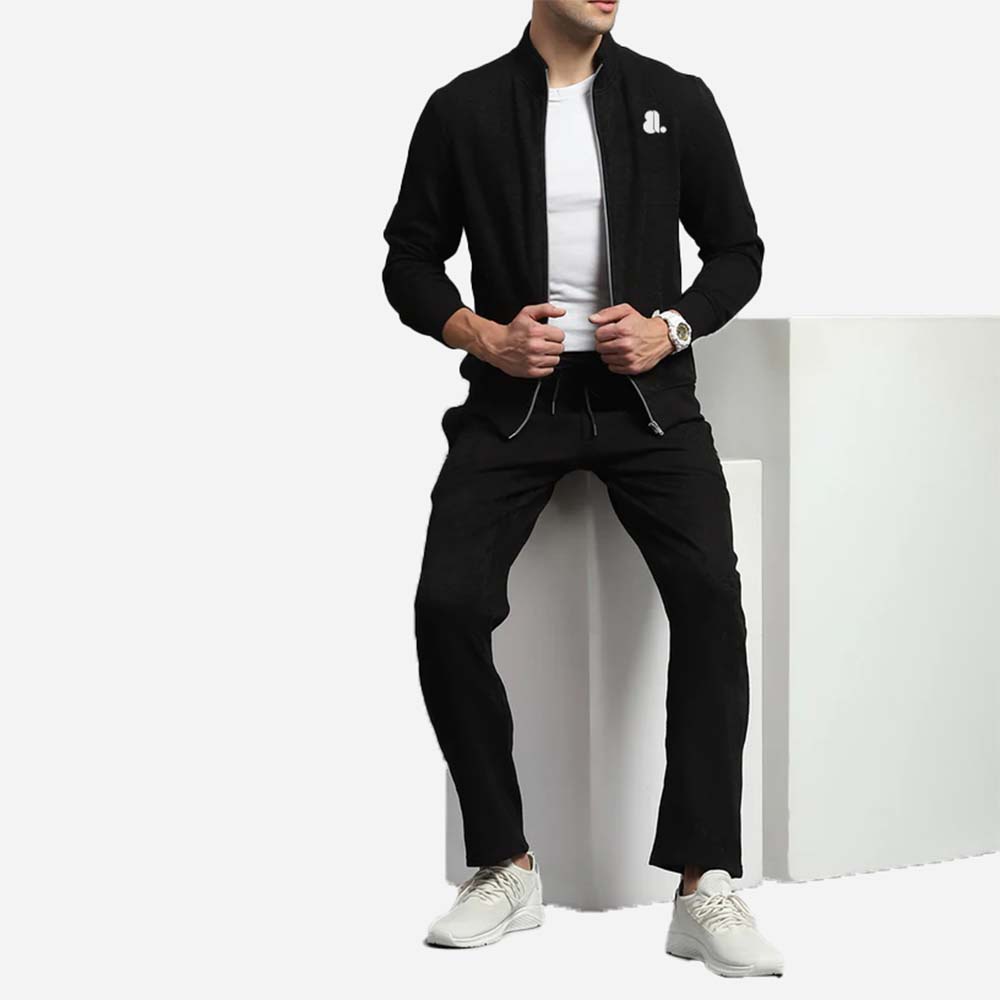 Single Color Zipper Track Suit Men