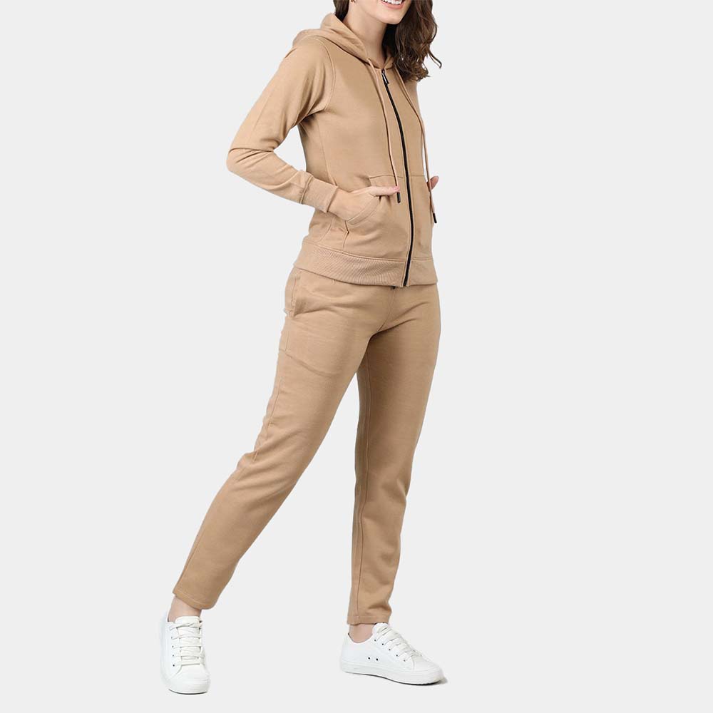 Single Color Zipper Track Suit Women