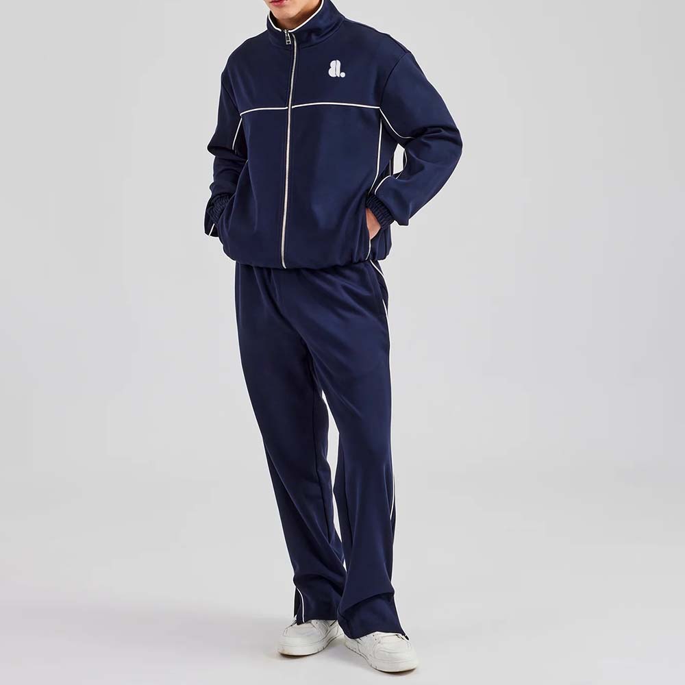 Single Color Zipper Track Suit Men