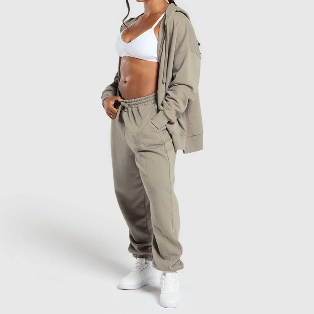 Single Color Zipper Track Suit Women