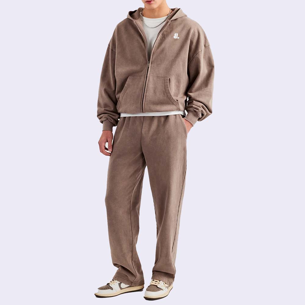 Acid Wash Zipper Track Suit Men