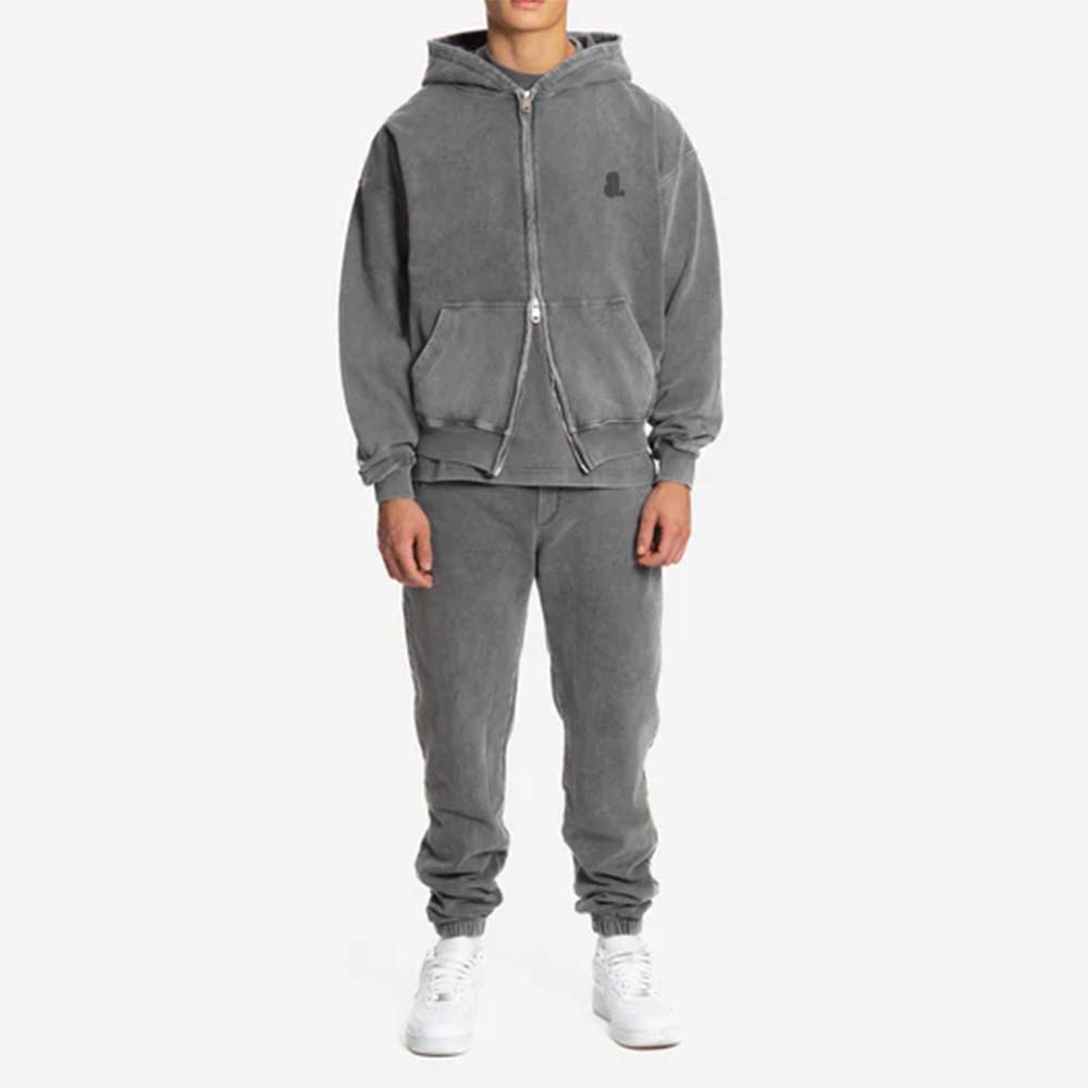 Acid Wash Zipper Track Suit Men
