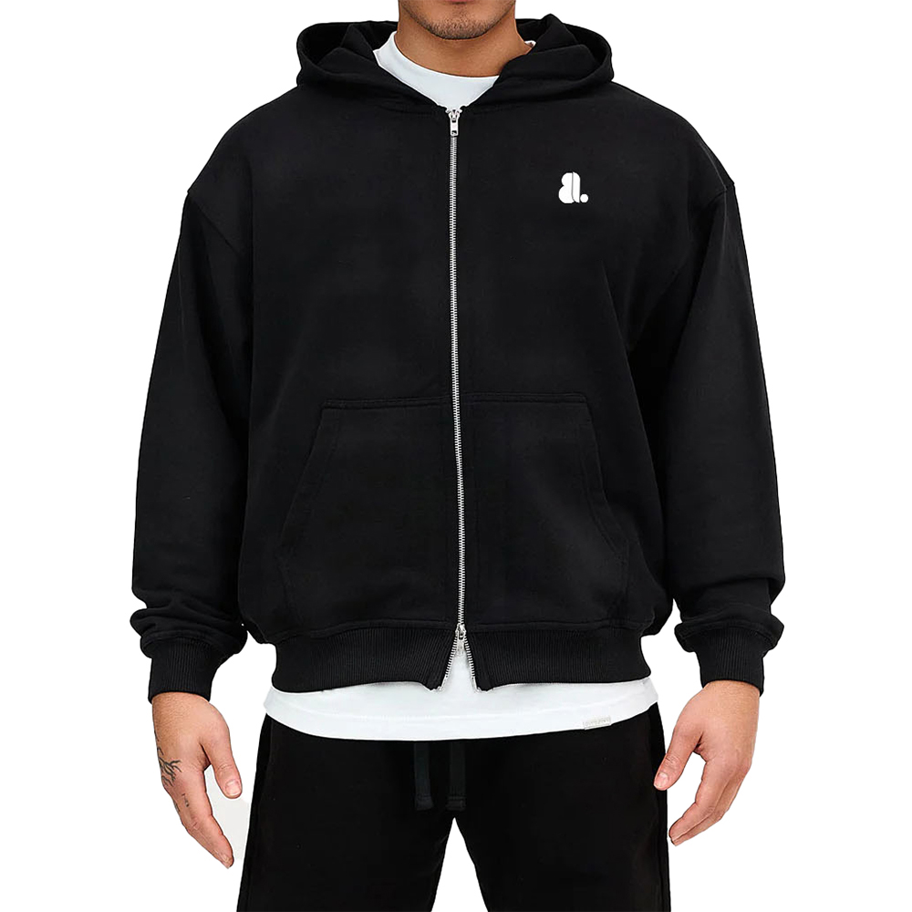 Acid Wash Zipper Hoodie Men