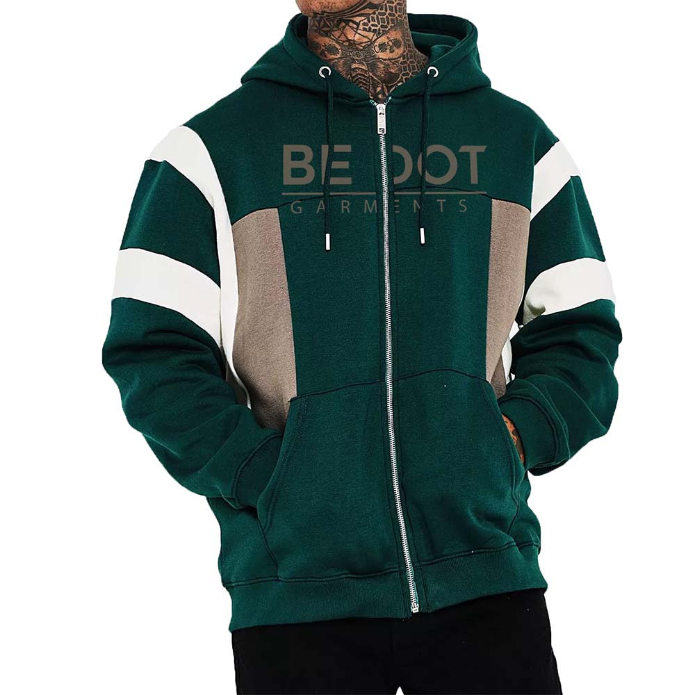 Block Zipper Hoodie Men