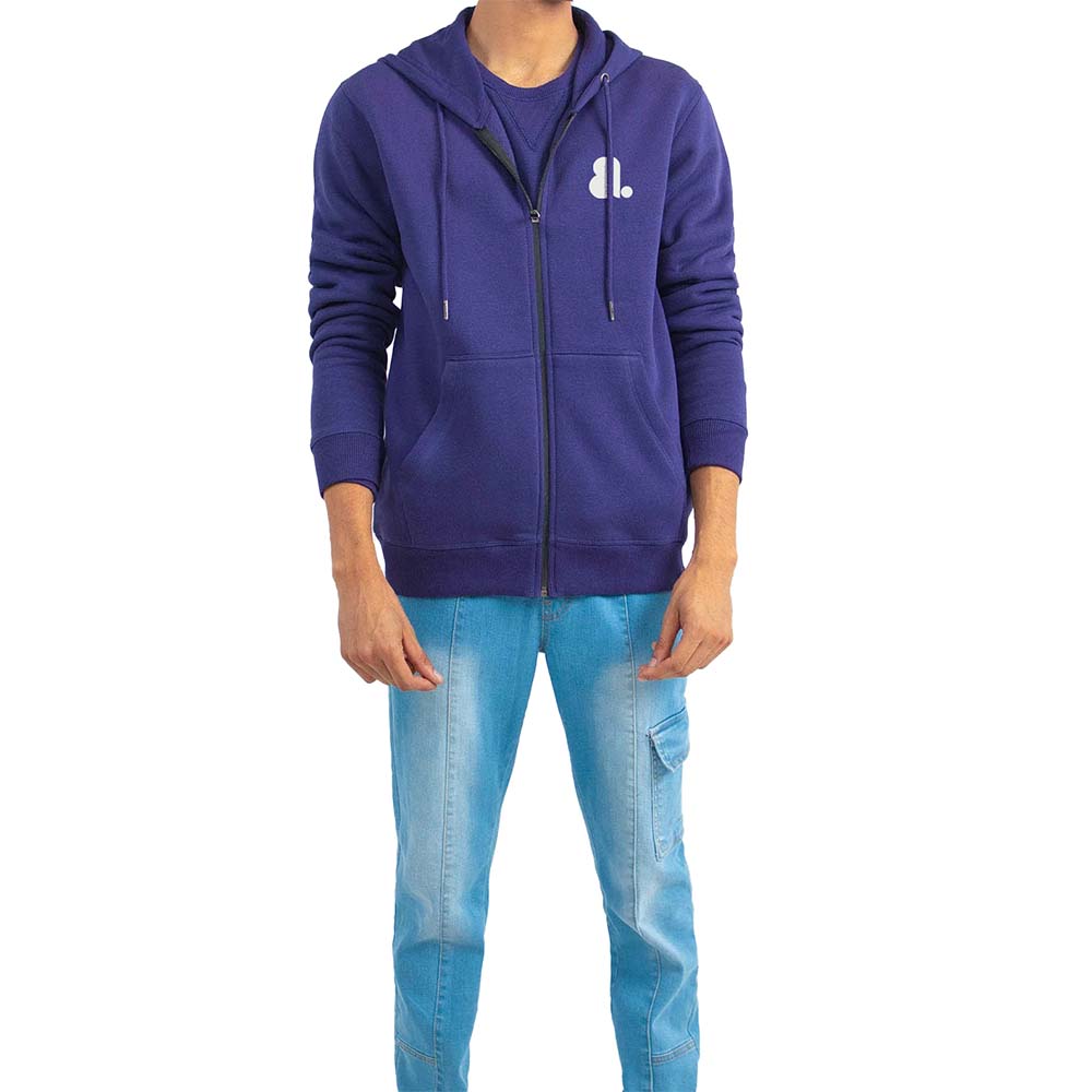 Single Color Zipper Hoodie Men