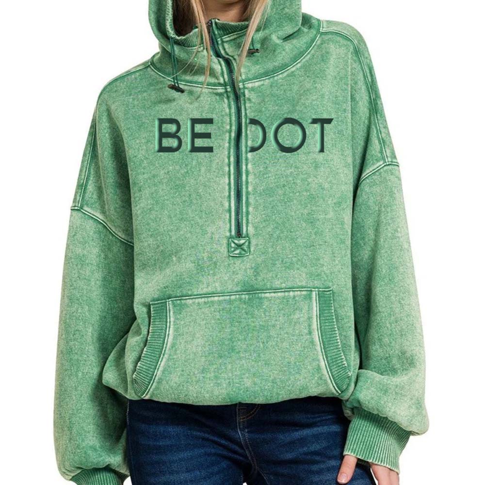 Acid Wash Zipper Hoodie Women