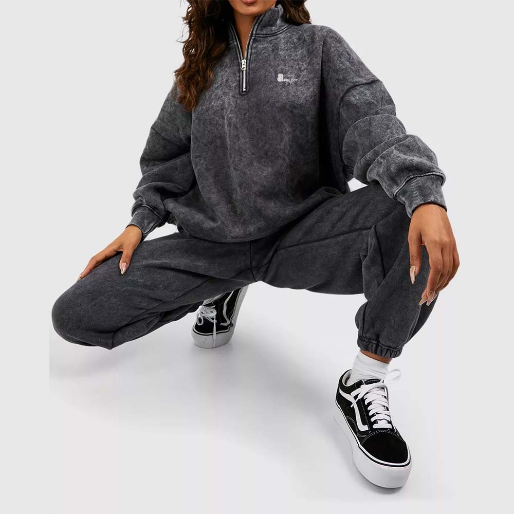 Acid Wash Zipper Hoodie Women - Image 5