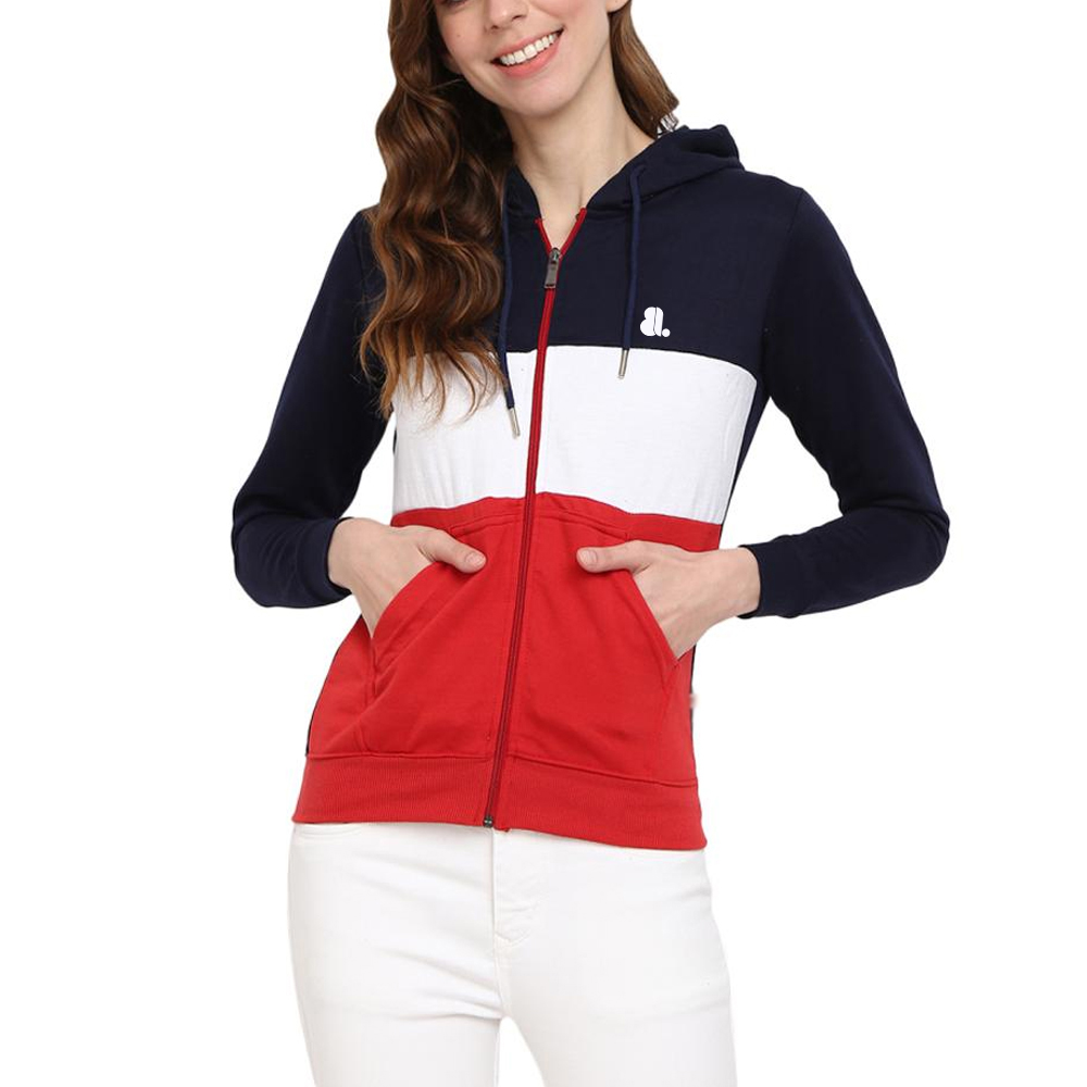 Blok Zipper Hoodie Women