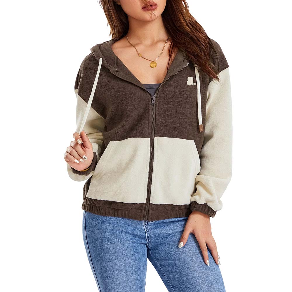 Blok Zipper Hoodie Women