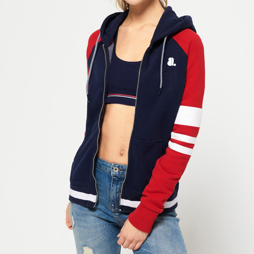 Blok Zipper Hoodie Women