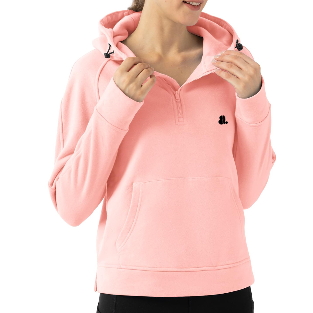Single Color Zipper Hoodie Women - Image 3