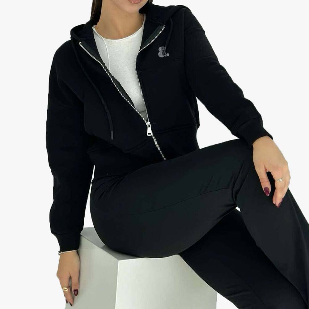 Single Color Zipper Hoodie Women - Image 4