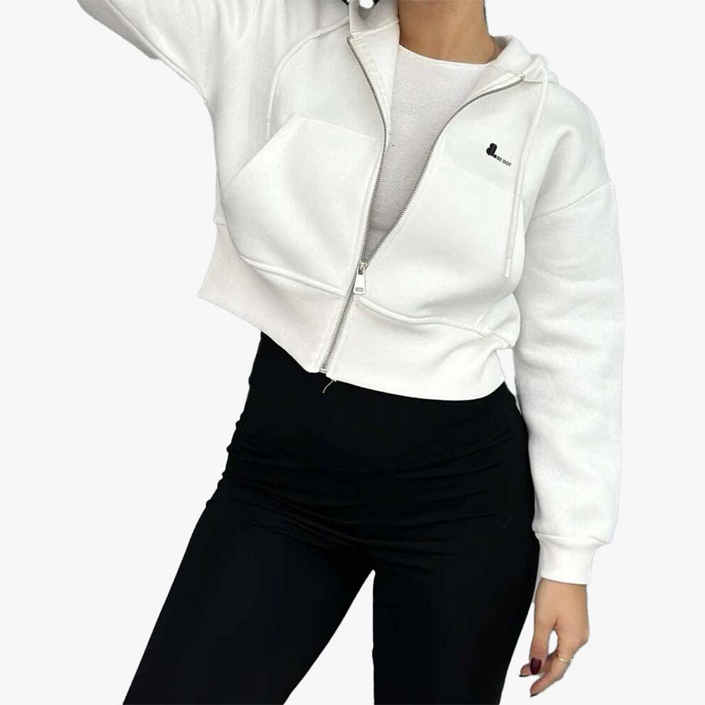 Single Color Zipper Hoodie Women