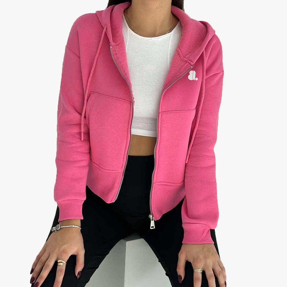 Single Color Zipper Hoodie Women