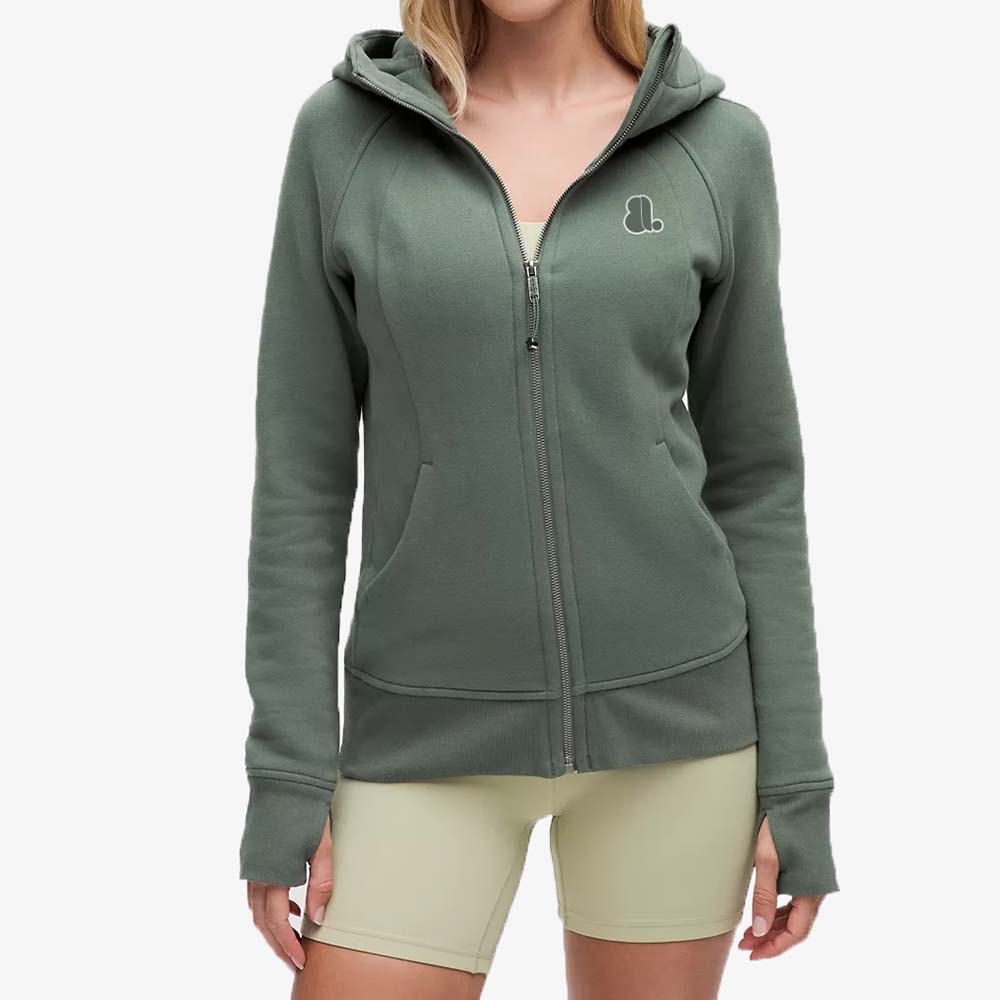 Single Color Zipper Hoodie Women
