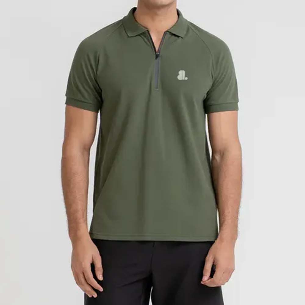 Short Sleeve Zipper Polo Men