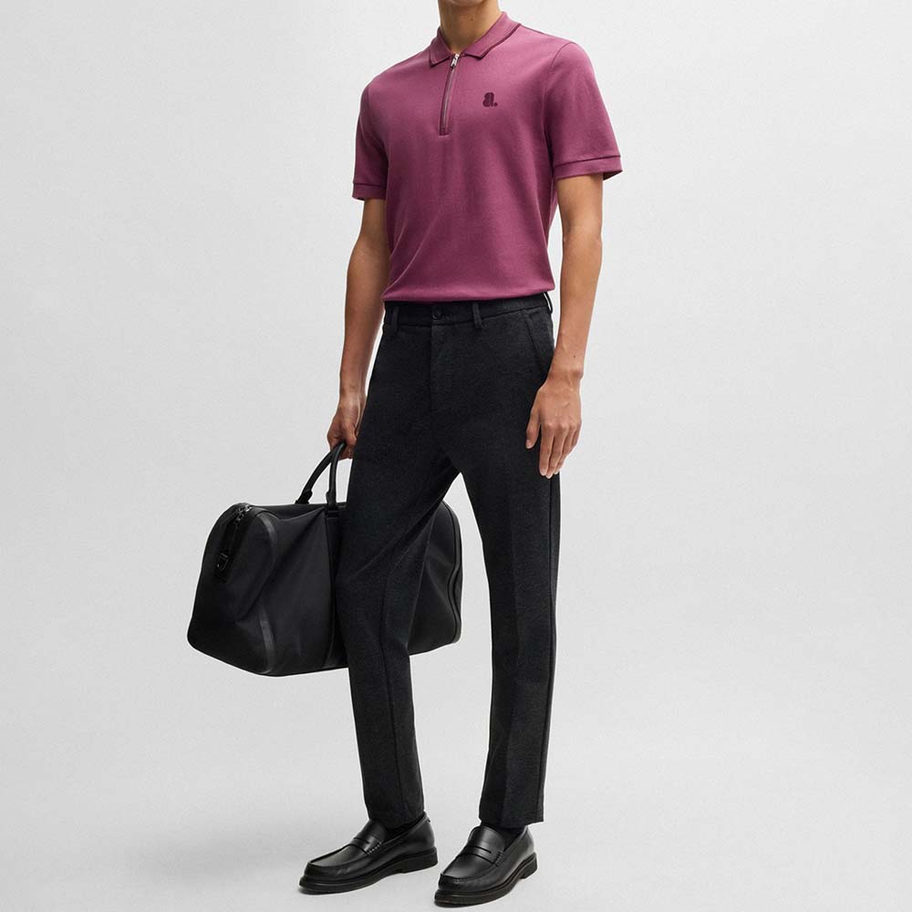 Short Sleeve Zipper Polo Men