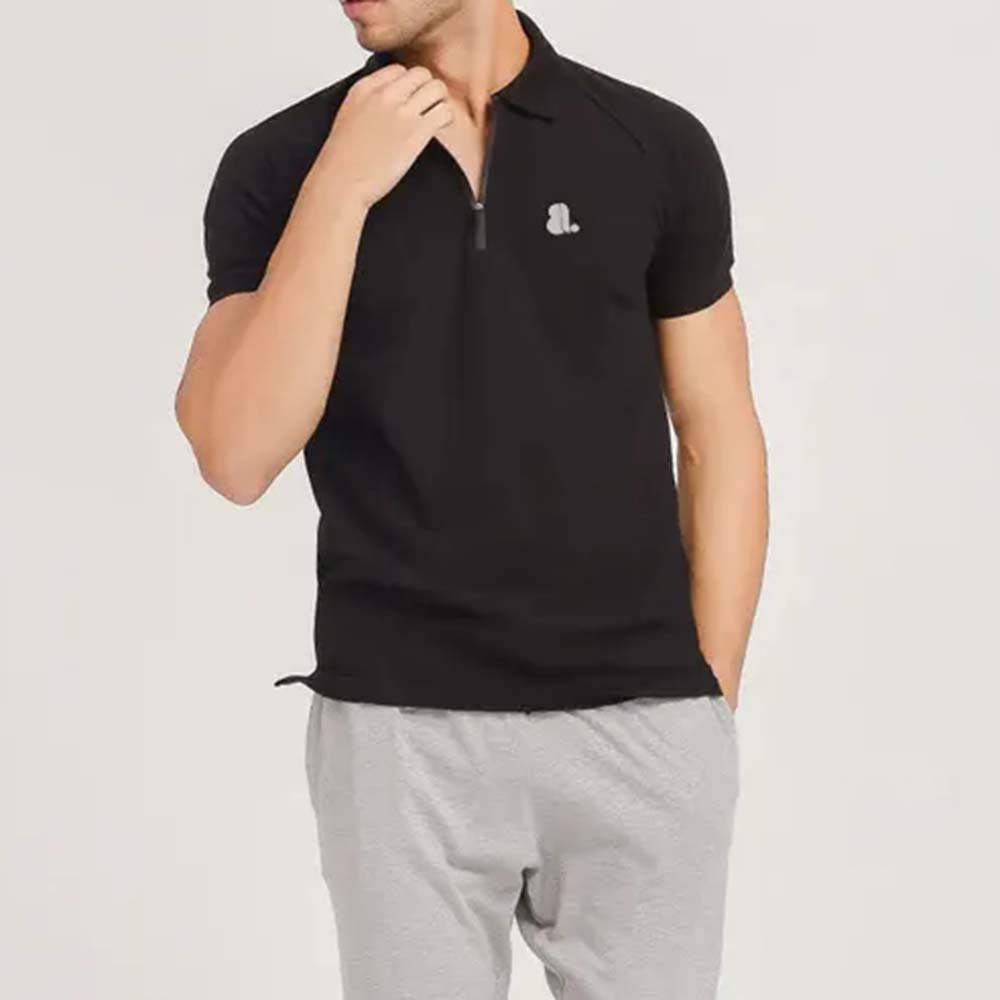 Short Sleeve Zipper Polo Men