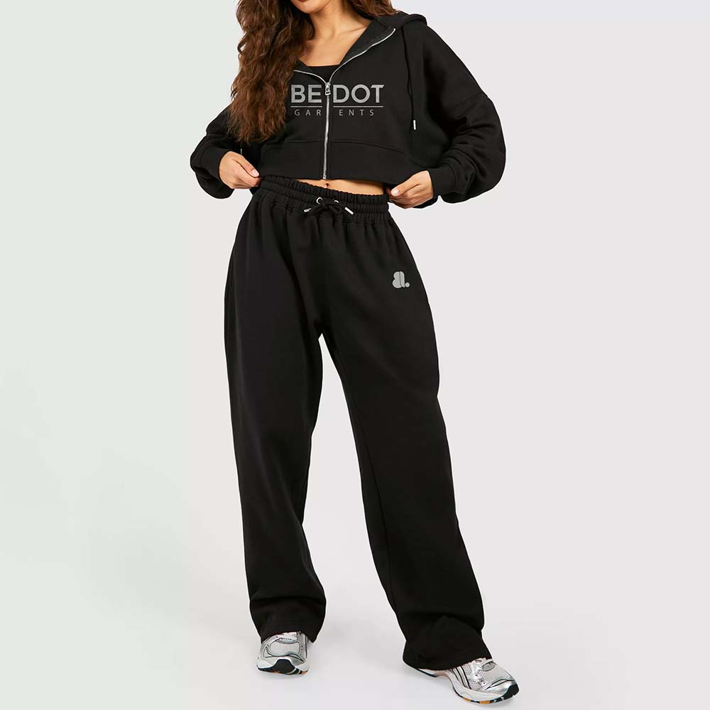 Acid Wash Zipper Track Suite Women