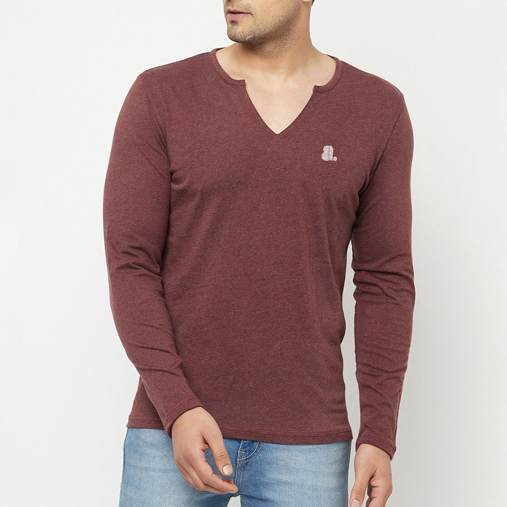 Men V-Neck Long Sleeve Tee