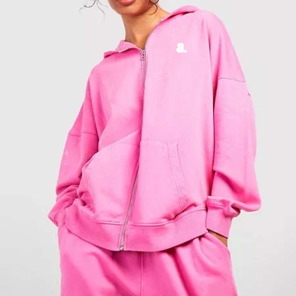 Acid Wash Zipper Track Suite Women