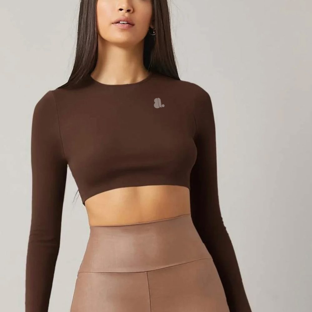 Women Long Sleeve Crop Top T-Shirts