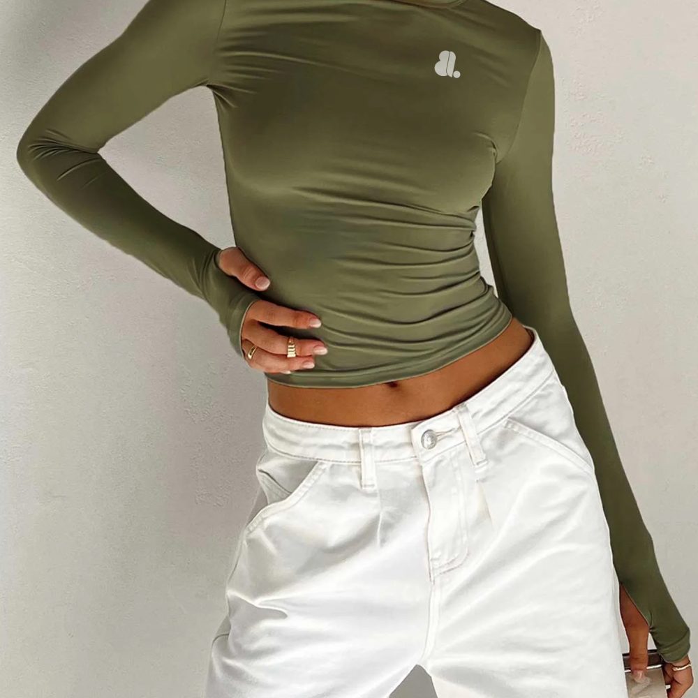 Women Long Sleeve Crop Top T-Shirts