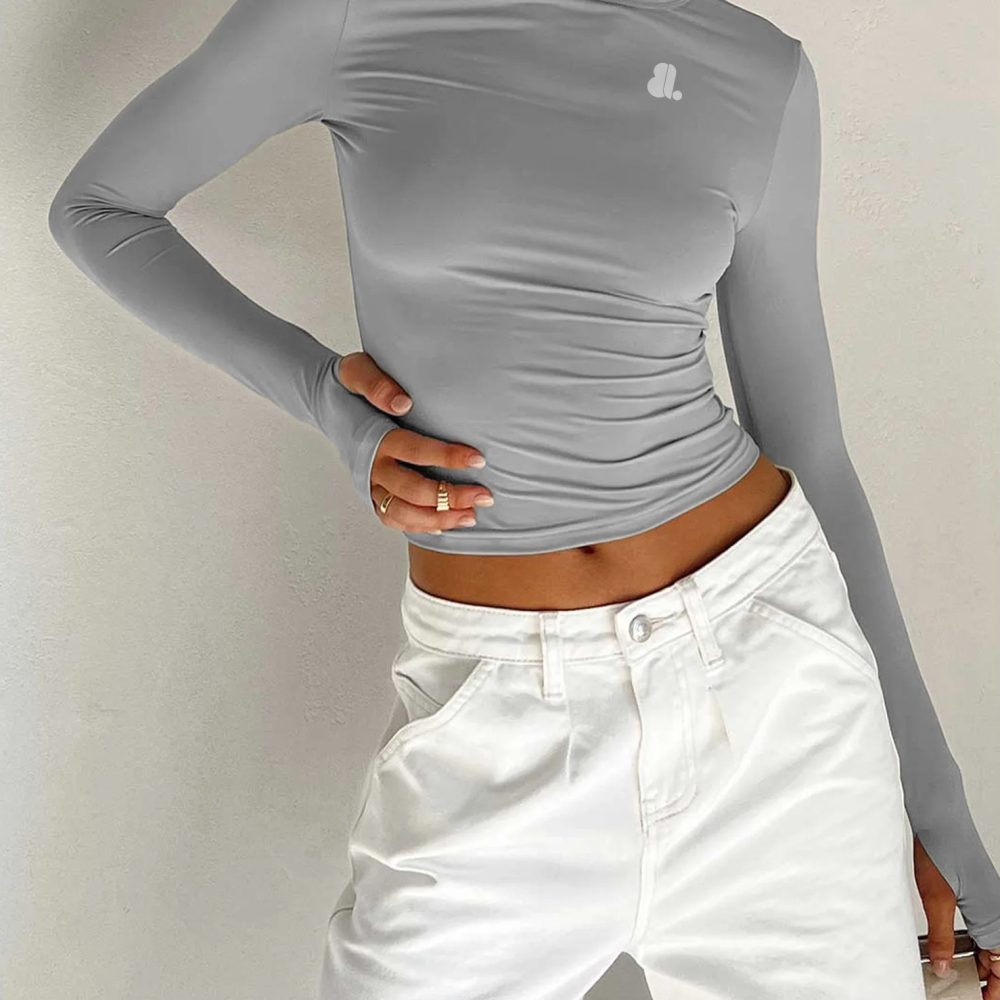 Women Long Sleeve Crop Top T-Shirts
