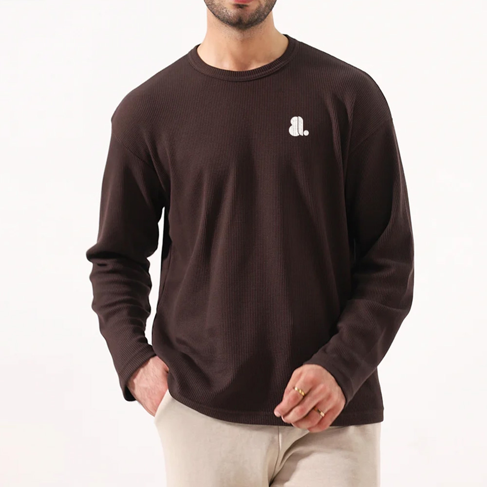 Men Solid Color Oversize Long Sleeve Tee