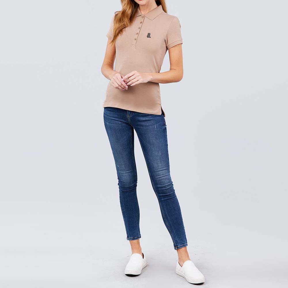 Fashion Cut & Sew Polo Shirt Short Sleeve