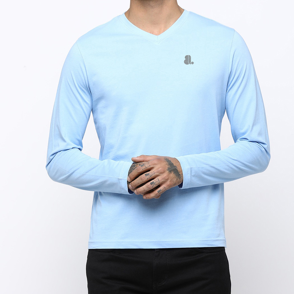 Men V-Neck Long Sleeve Tee