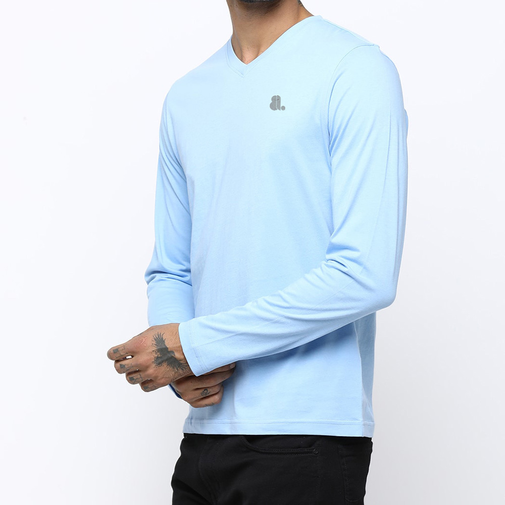 Men V-Neck Long Sleeve Tee