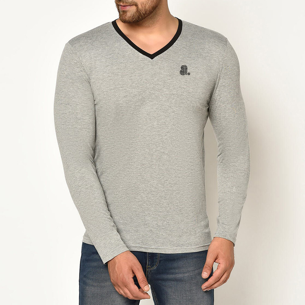 Men V-Neck Long Sleeve Tee