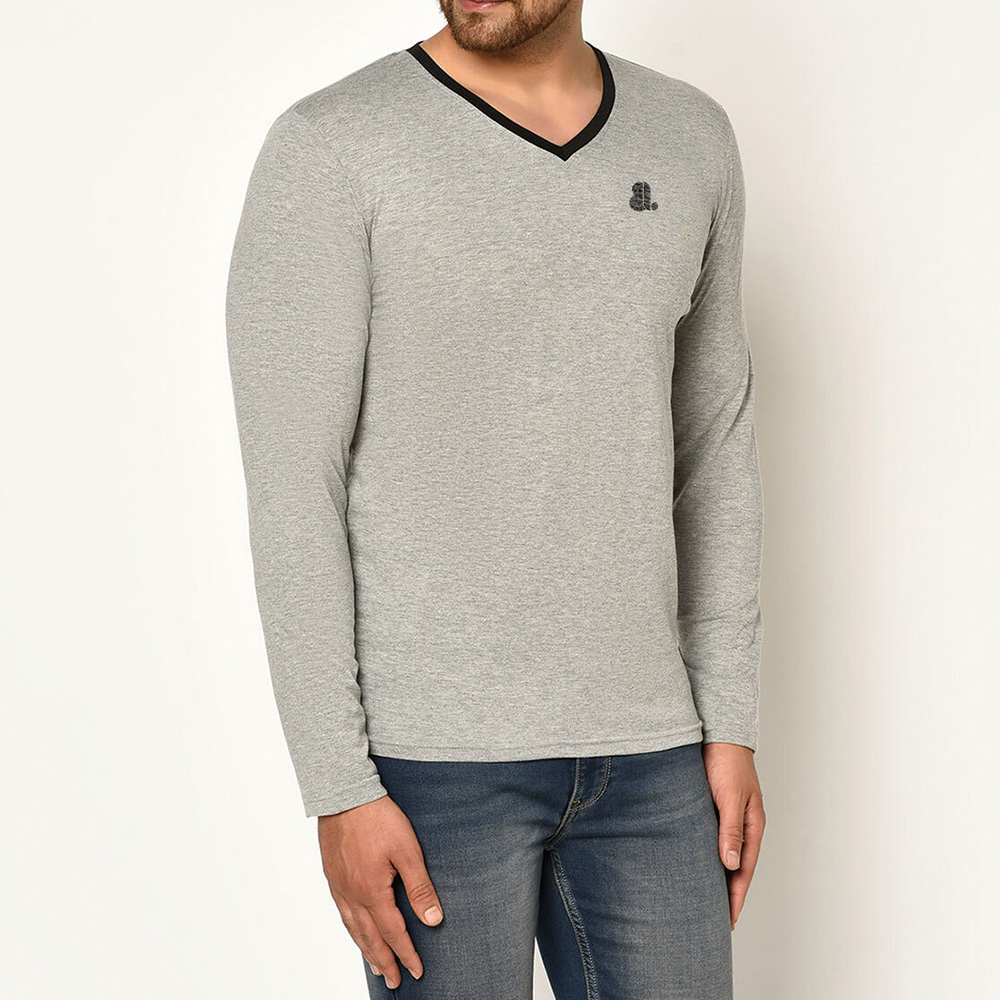 Men V-Neck Long Sleeve Tee